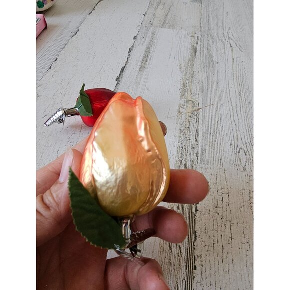 Owc ? Glass clip Rose vintage ornament tulip flowers Xmas tree - Picture 11 of 11